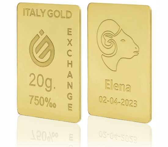Lingotto Oro segno zodiacale Ariete 18 Kt da 20 gr. IGE GOLD